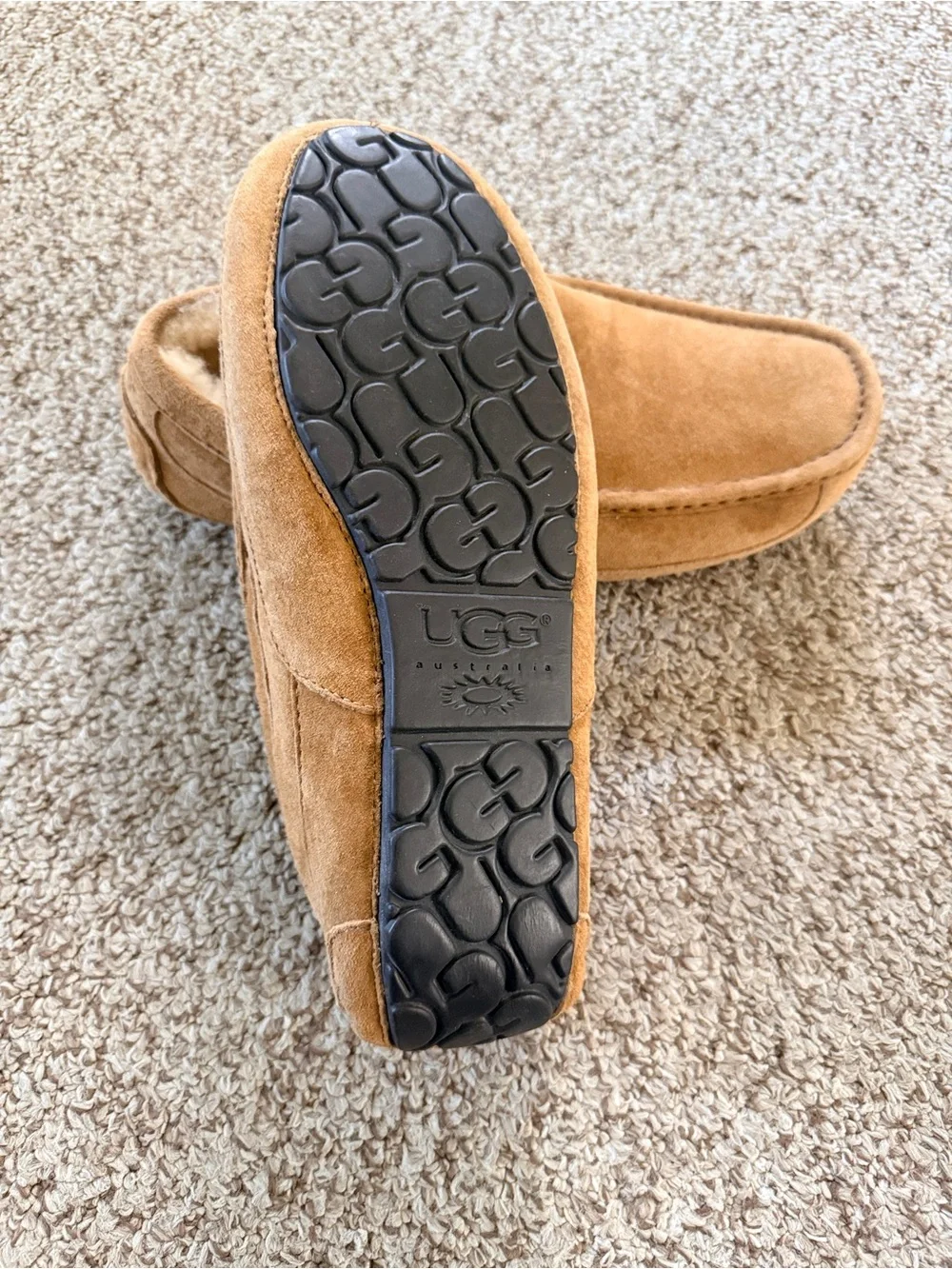 UGG Men’s Slip-On Suede Slippers in Chestnut Tan